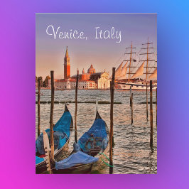 Veneza, Itália Gôndolas e Veleiro Cartão Postal