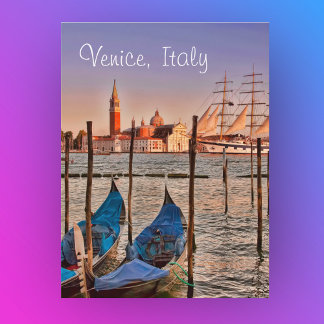 Veneza, Itália Gôndolas e Veleiro Cartão Postal