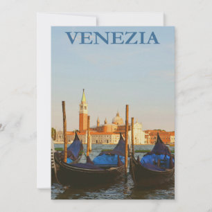 Veneza Itália Gondolas Retro Vintage Flat Card