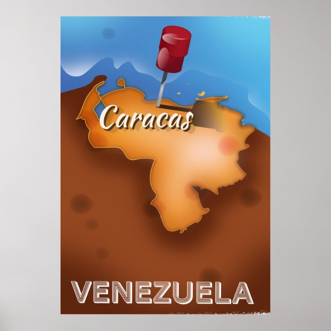 venezuela, poster de viagens vintage de Caracas (Frente)