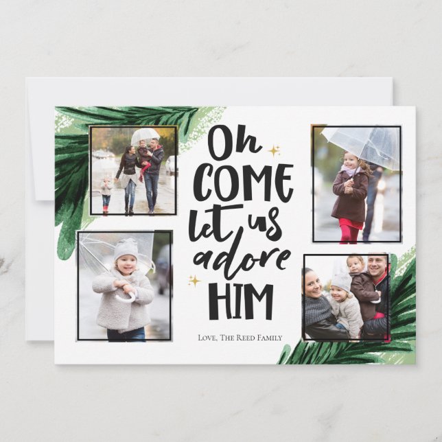 Venha Adorá-Lo 4 PH | Cartões de foto de Natal (Frente)