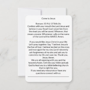 Venha ao Cartão de Oração de Salvação de Jesus