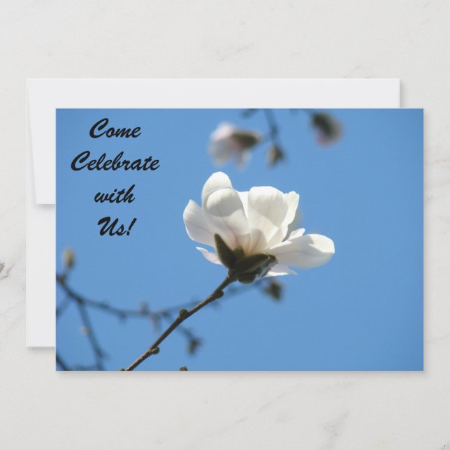 Venha Comemorar conosco! Convites Azul Branco (Frente)