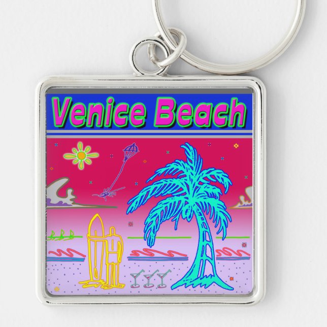 "Venice Beach" Surfer Chaveiro (Frente)