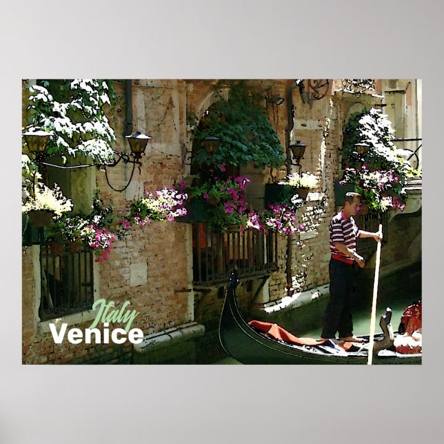 Venice Gondolier Poster de viagens (Frente)