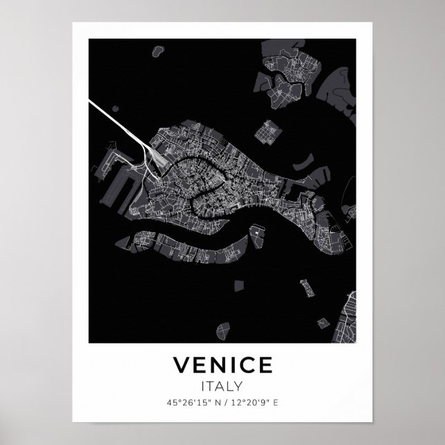 Venice Itália - Mapa Poster (Frente)
