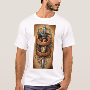 Vênom & Aço Cobra e Dagger Watercolor T-Shirt
