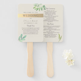 Vental Leque de Programa de Casamento Verde Dourad