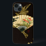 Ventilador Oriental Crampeado com Design Floral<br><div class="desc">Pintura de um fã oriental esmagado com um design floral. O fundo preto permite que as cores do pop do ventilador sejam tiradas do impressão. Segure isso na sua parede e aproveite!</div>