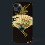 Ventilador Oriental Crampeado com Design Floral<br><div class="desc">Pintura de um fã oriental esmagado com um design floral. O fundo preto permite que as cores do pop do ventilador sejam tiradas do impressão. Segure isso na sua parede e aproveite!</div>