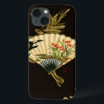 Ventilador oriental esmagado com Design Floral<br><div class="desc">Pintura de um fã oriental esmagado com um design floral. O fundo preto permite que as cores do pop do ventilador saiam do impressão. Segure isso na parede e aproveite!</div>