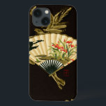 Ventilador oriental esmagado com Design Floral<br><div class="desc">Pintura de um fã oriental esmagado com um design floral. O fundo preto permite que as cores do pop do ventilador saiam do impressão. Segure isso na parede e aproveite!</div>