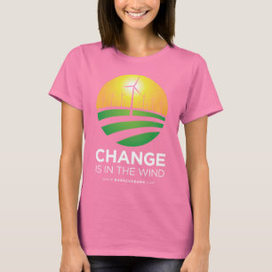 Ventos de Obama do t-shirt das mulheres da mudanç