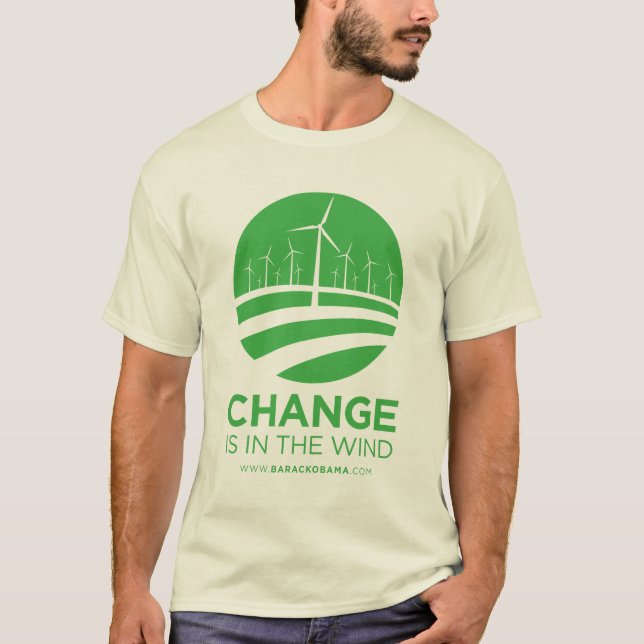 Ventos de Obama do t-shirt dos homens da mudança (Frente)