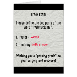 Ventre com um cartão da histerectomia da vista