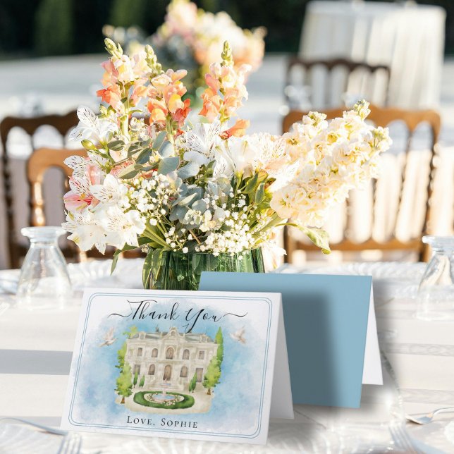 Venue fountain flor pompa Cartões de agradecimento (Criador carregado)