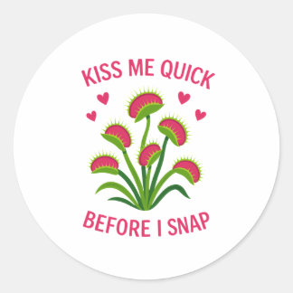 Venus Flytrap Beije-Me Rápido Adesivo Redondo