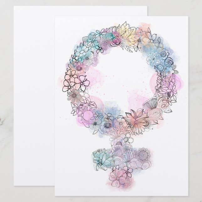 Vênus - Símbolo Feminista com Flores (Frente/Verso)