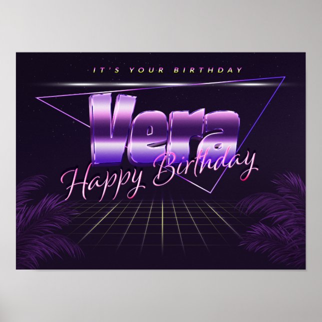 Vera Name Vorname lila retro Poster Geburtstag (Frente)