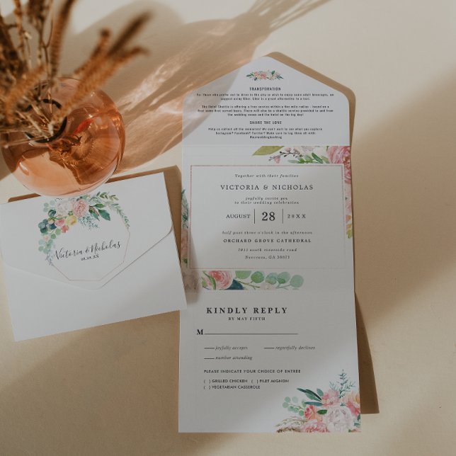 Verão de Blushing | Watercolor Floral Wedding (Criador carregado)