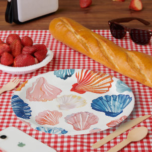 Verão Elegante - Pratos de Papel Conchas de Mar