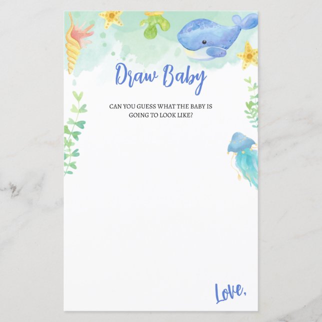 Verão sob o mar Desenhar de jogo Chá de fraldas be (Frente)