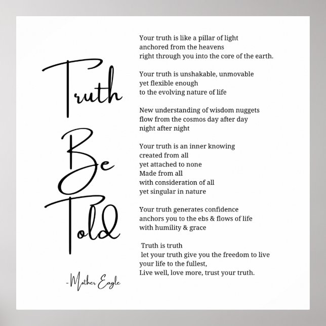 Verdade, diga-se ao poema poster de arte (Frente)