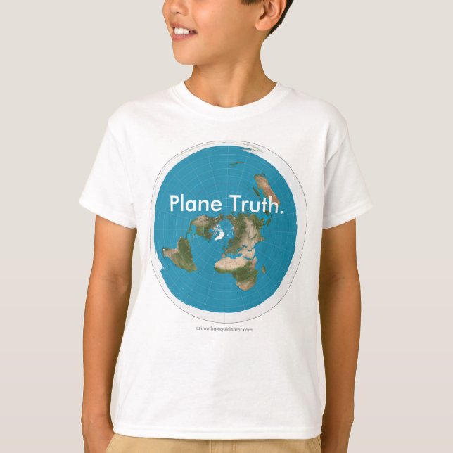 "Verdade plana equidistante Azimuthal." T-shirt (Frente)