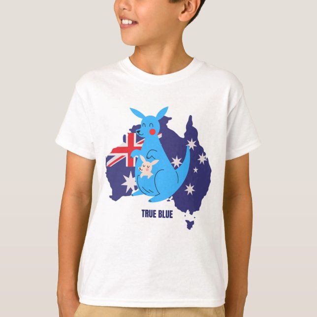 Verdadeiro Blue Austrália Kangaroo T-Shirt (Frente)