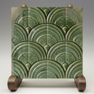 Verdant Jade Art Nouveau Inspirou Azulejo de cerâm