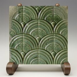 Verdant Jade Art Nouveau Inspirou Azulejo de cerâm
