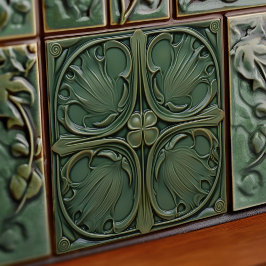Verdant Symphony Art Nouveau Azulejo cerâmico