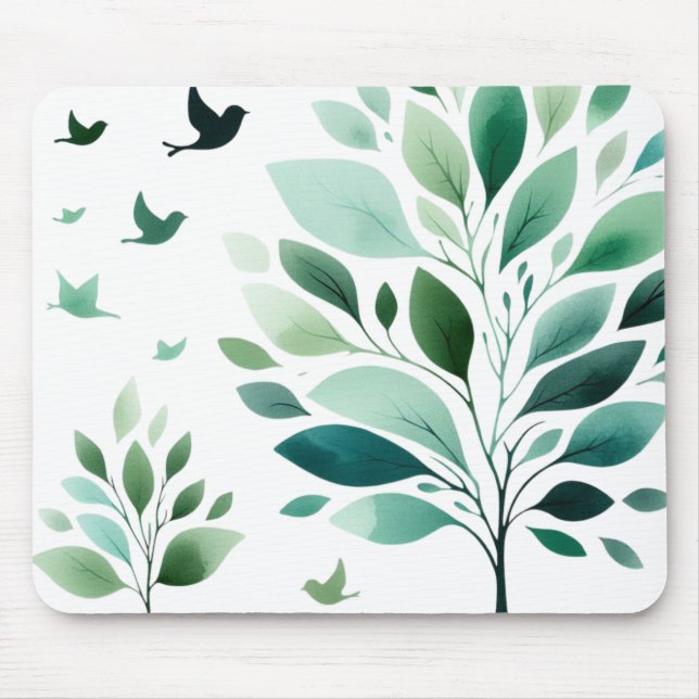 Verdant Whispers Chickadee Mousepad (Frente)