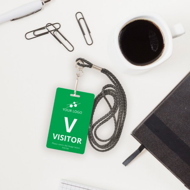 Verde Branco Adicionar seu Crachá de visitante de  (Criador carregado)