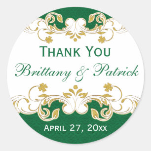 Verde, branco, o ouro enrola a etiqueta do favor