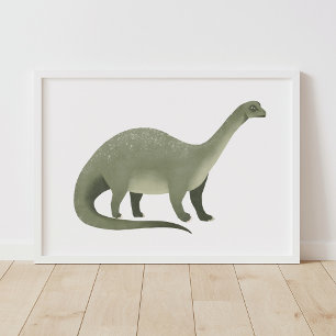 Verde Brontosaurus Dinosaur Wall Art Poster