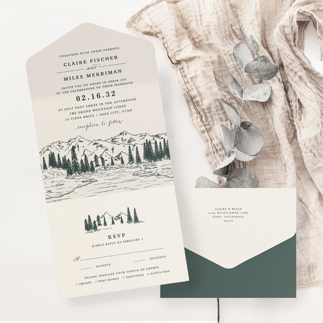 Verde Caçador | Casamento de esboço de montanha (Criador carregado)