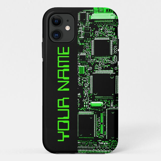 Verde Circuito 2 "Nome" capas de iphone preto (Verso)
