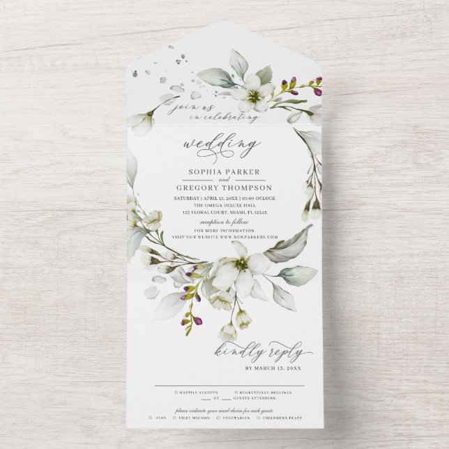 Verde claro | Casamento Calliográfico Branco Flora (Interno)