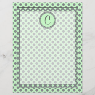 Verde da hortelã com Ponto-Monograma cinzento