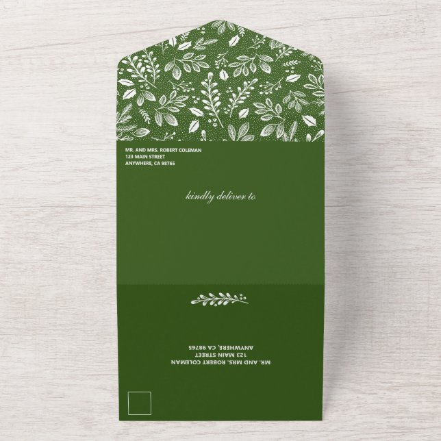 Verde de Botânica Branco Sem Envelopes Casamento (Externo)