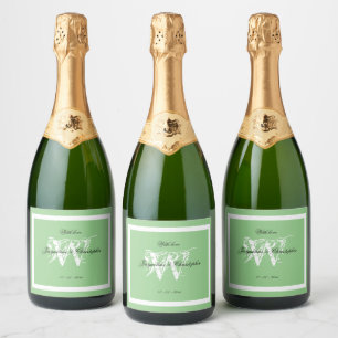 Verde de Casamento Suave Elegante de Monograma Chi