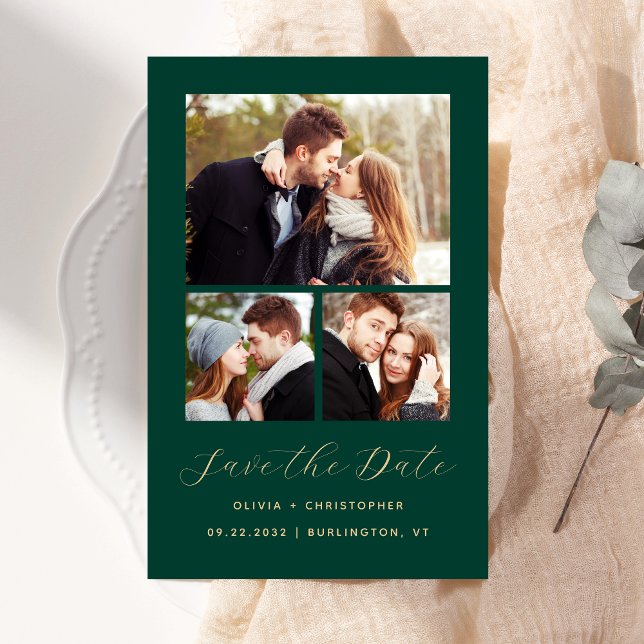 Verde de Colagem de 3 Fotos do Orçamento Salvar a  (Criador carregado)