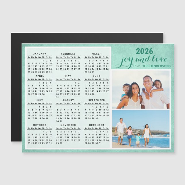 Verde de Foto Personalizado da Família de Calendár (Frente/Verso)
