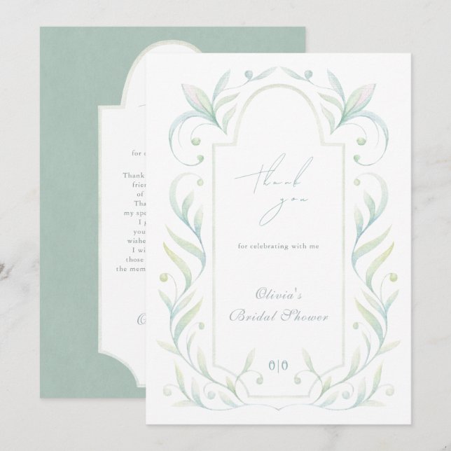 Verde deixa Cartões de agradecimentos Chá de panel (Frente/Verso)