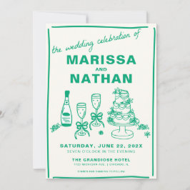 Verde desenhado junto com convite para casamento d