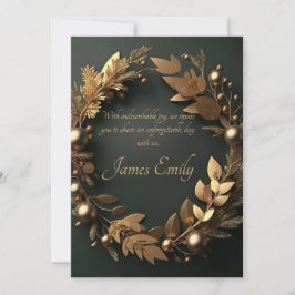 Verde dourado em Preto | Convite de casamento
