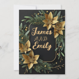 Verde dourado em Preto | Convite de casamento