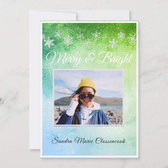 Verde e Azul Metálico Mínimo Moderno Simples (Frente)