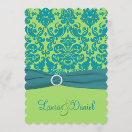 Verde e convite do casamento tema damasco de